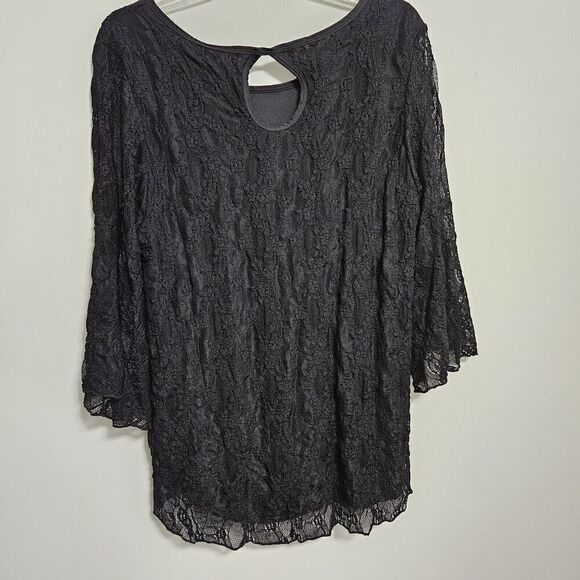 Star Vixen Black Lace Lined Shirt Top Boho Indie Women XLarge Flowing Cottage - Picture 1 of 8